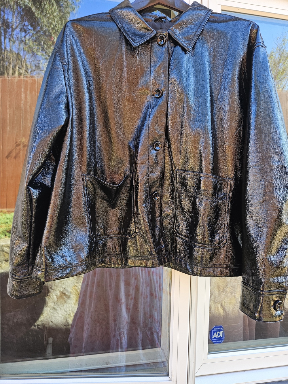 BP. × Wildfang Women's 2X Patent Faux Leather  Button-Front Jacket - Picture 8 of 9